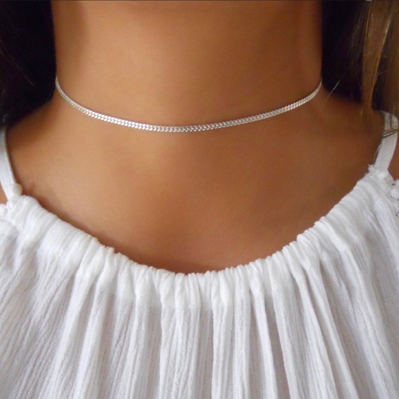 ✨✨Tiny Silver Cuban Choker✨✨ - Picture 4 of 7